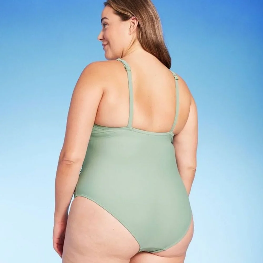 KONA SOL™ Sage Green V-Neck High Leg One Piece Swimsuit 🌴 NEW!!!